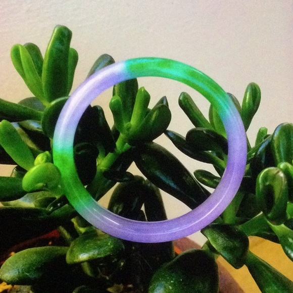 Jewelry - JADE Bangle solid two tone Green & Lavender from Burma.